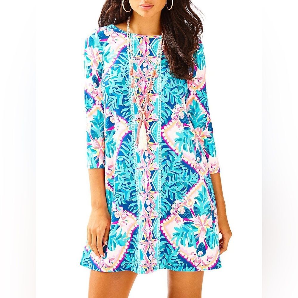 Lilly Pulitzer Ophelia Swing Dress In Seaside Aqua Coconut Cove Tropical Size XS
